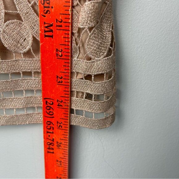 Express Metallic Lace Tank Top Cami Front Lined Lace Cutout Rose Gold Sz XS - Picture 5 of 14